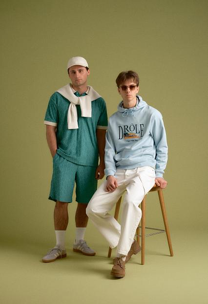 Drôle de Monsieur Le Hoodie Tennis Court Light Blue